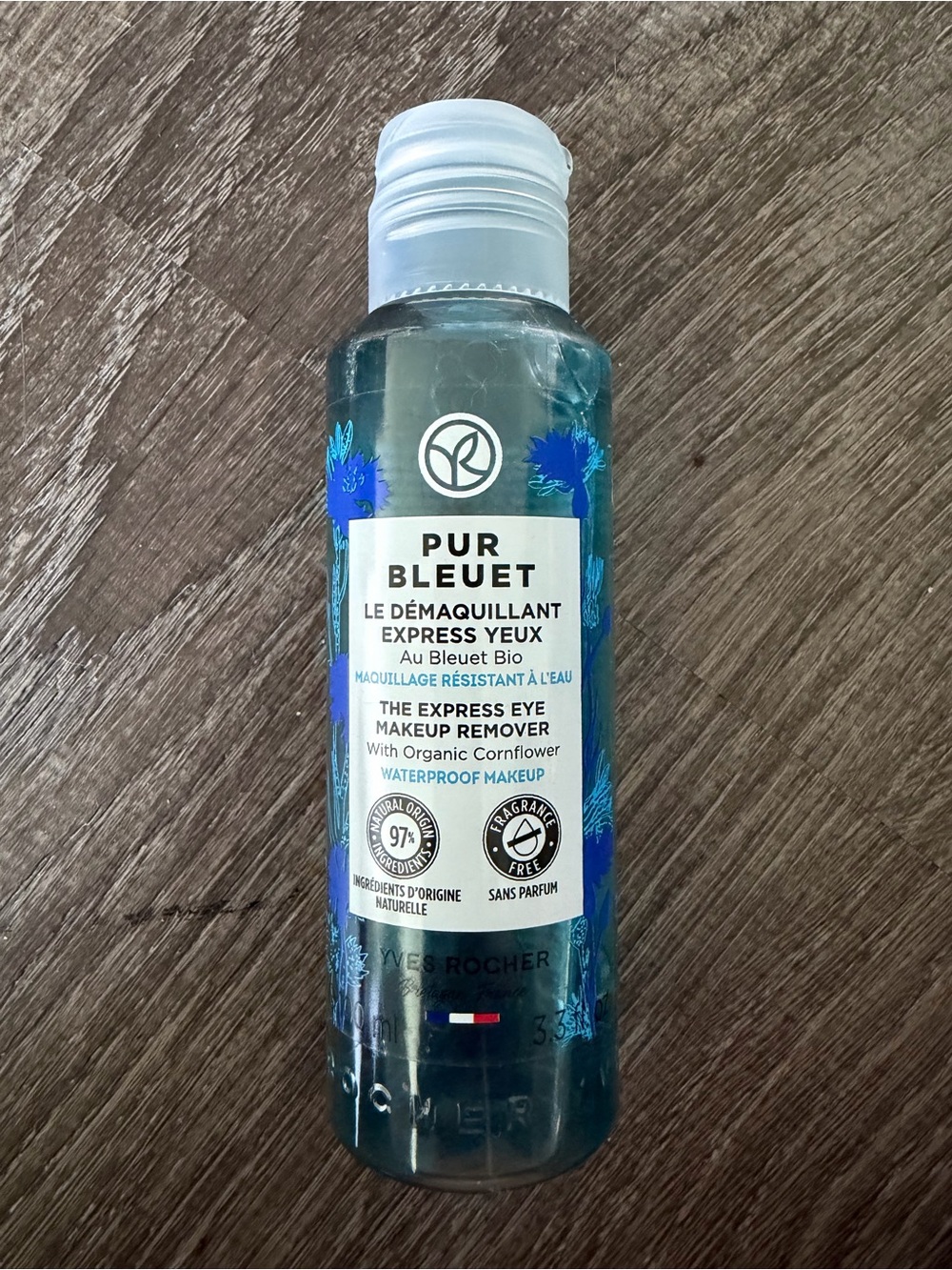 Yves Rocher Blue Express Eye Makeup Remover Bottle